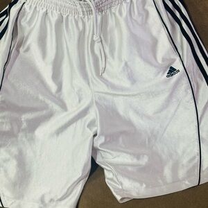 Adidas Men's White Shorts with Black Stripes